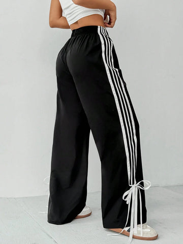 PETITE Women's Color Block Belt Simple Daily Long Pants