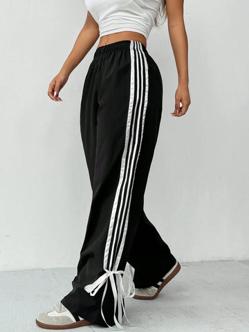 PETITE Women's Color Block Belt Simple Daily Long Pants