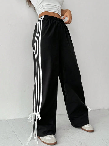 PETITE Women's Color Block Belt Simple Daily Long Pants