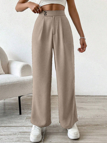 PETITE Women's Premium High Waist Pleated Wide Leg Casual Pants