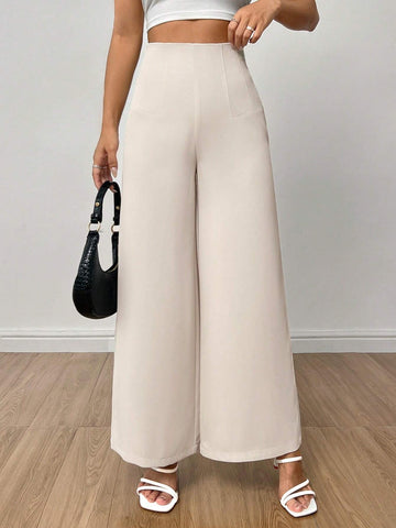 PETITE Women's Pure Color Wide Leg Trousers Dress Pants