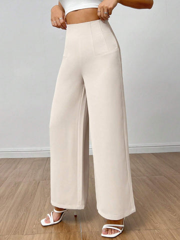 PETITE Women's Pure Color Wide Leg Trousers Dress Pants