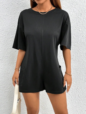 Casual Black V-Neck Sleeveless Wide Leg Jumpsuit With Cinched Waist, Summer