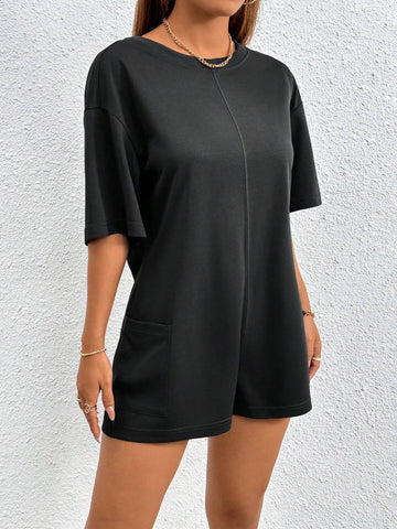 Casual Black V-Neck Sleeveless Wide Leg Jumpsuit With Cinched Waist, Summer