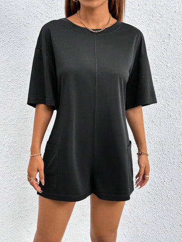 Casual Black V-Neck Sleeveless Wide Leg Jumpsuit With Cinched Waist, Summer