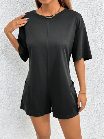 Women's Round Neck Loose T-Shirt Romper