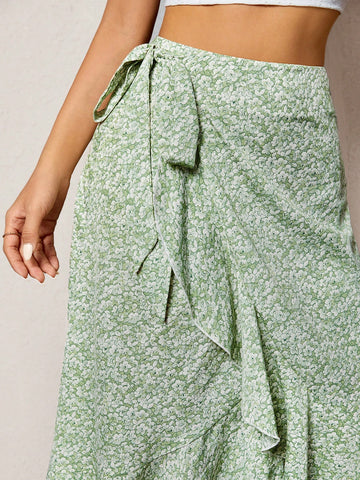 Women's Schiffy Crop Top And Irregular Hem Skirt Two Piece Set