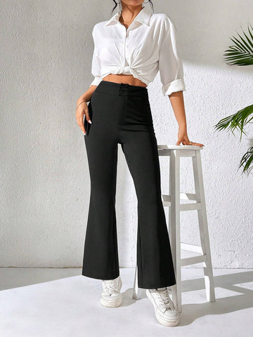 PETITE Women's Solid Color Flared Pants