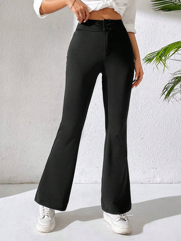 PETITE Women's Solid Color Flared Pants
