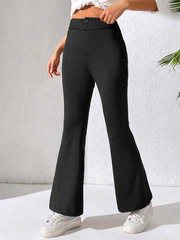 PETITE Women's Solid Color Flared Pants