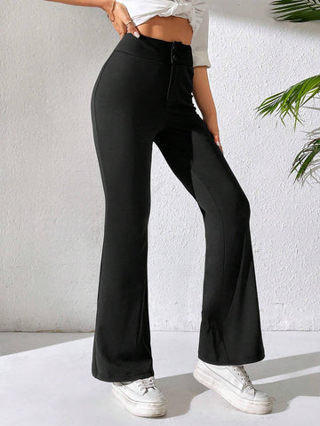 PETITE Women's Solid Color Flared Pants