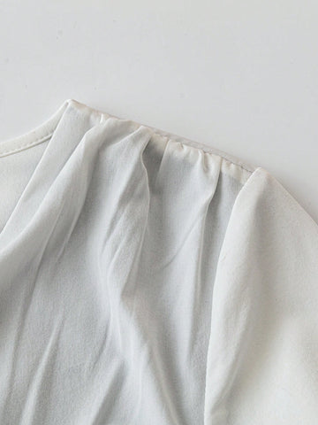 Women's Solid Color Patchwork Long Sleeve V-Neck Simple Elegant Short Dress