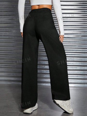 PETITE Women's Solid Color Straight-leg Pants