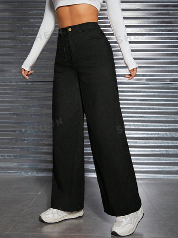 PETITE Women's Solid Color Straight-leg Pants