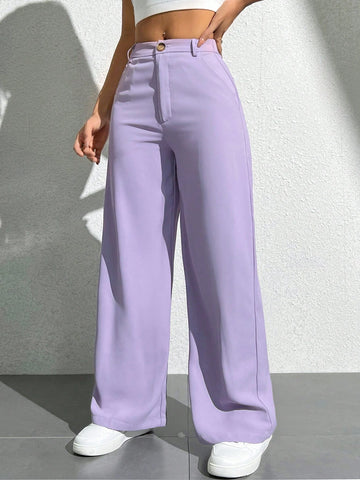 PETITE Women's Solid Color Straight Leg Casual Pants With Pockets