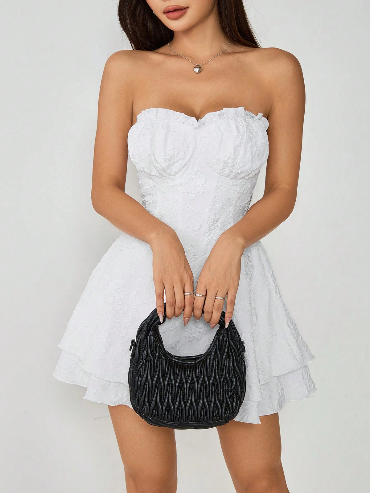 Women's Solid Color Strapless Mini Dress, Casual & Holiday