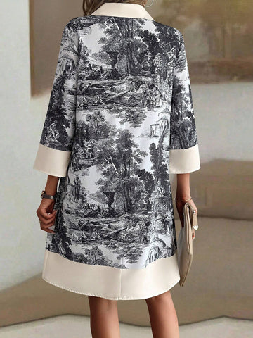 Women's Vacation Casual Vintage Scenic Print Dress