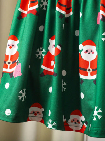 Persoplay Kids Girls Christmas Print Ruffle Trim Dress