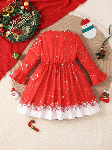 Persoplay Kids Young Girl Christmas Santa Dress, Fun & Cute Snowflakes Forest Deer Plaid Stretchy A-Line Dress