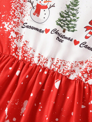Persoplay Kids Young Girl Christmas Santa Dress, Fun & Cute Snowflakes Forest Deer Plaid Stretchy A-Line Dress