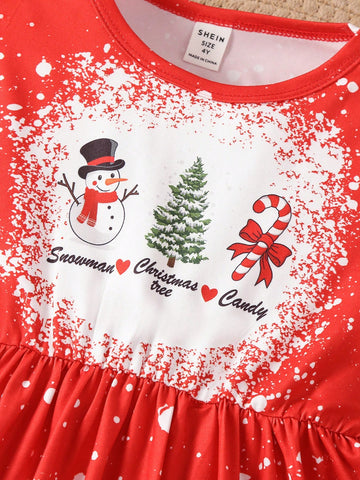 Persoplay Kids Young Girl Christmas Santa Dress, Fun & Cute Snowflakes Forest Deer Plaid Stretchy A-Line Dress