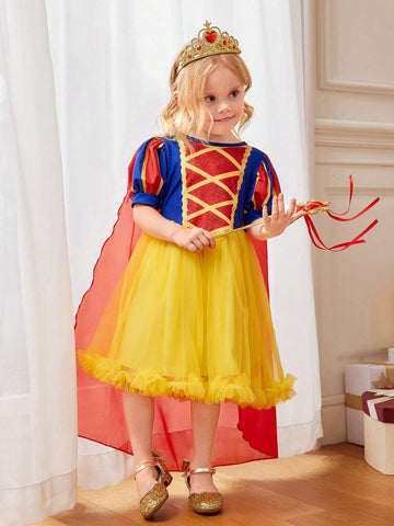 Persoplay Kids Young Girls' Palace Elegant Gorgeous Princess Style Mesh Dress Princess Role-Playing Dres