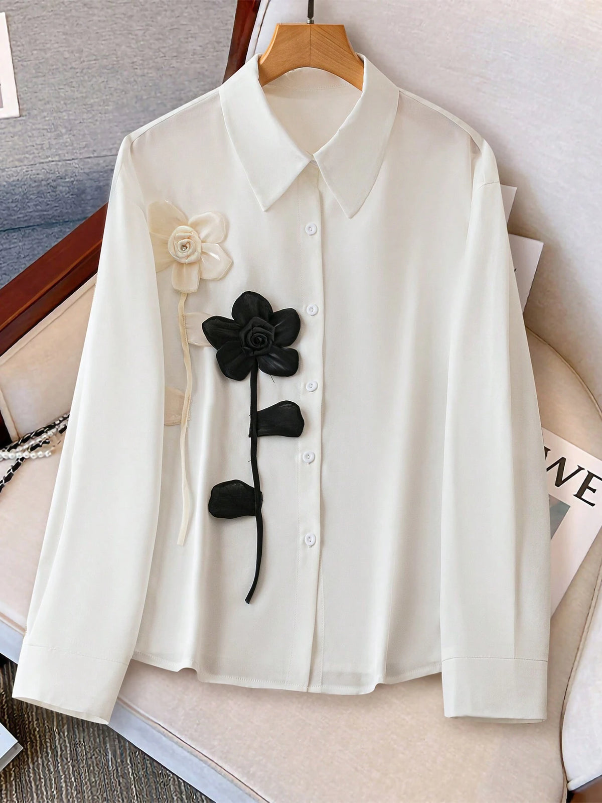 Privé 1pc Women Casual Shirt With 3D Floral Design