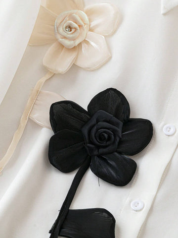 Privé 1pc Women Casual Shirt With 3D Floral Design