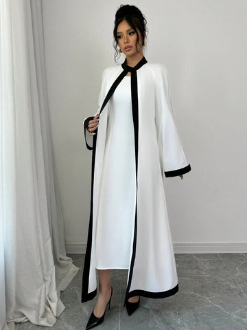 2pcs/Set Women Comfy Sleeveless Maxi Dress + Long Sleeve Suit, For Home Wear, All Season