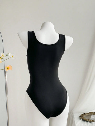4pcs/Set Women's Solid Color Sleeveless Bodysuit In Various Styles