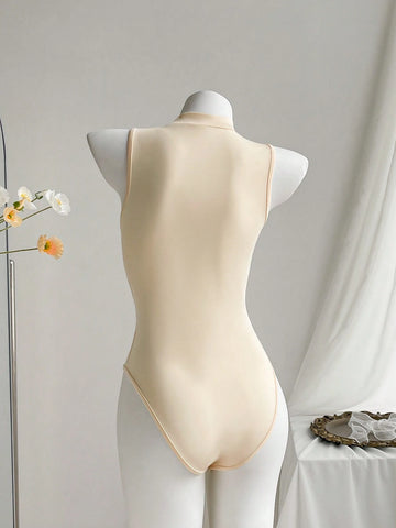 4pcs/Set Women's Solid Color Sleeveless Bodysuit In Various Styles