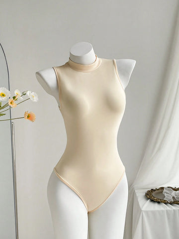 4pcs/Set Women's Solid Color Sleeveless Bodysuit In Various Styles