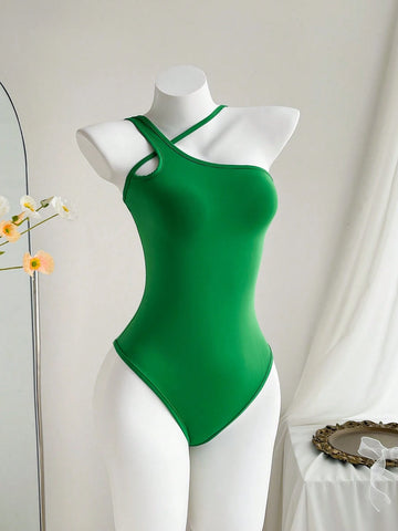 4pcs/Set Women's Solid Color Sleeveless Bodysuit In Various Styles