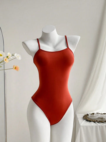 4pcs/Set Women's Solid Color Sleeveless Bodysuit In Various Styles