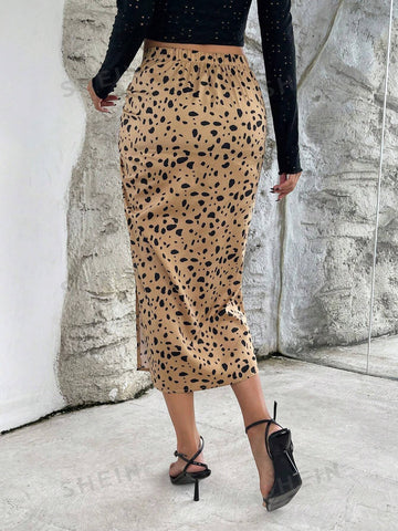 Privé Allover Print Ruched Side Pencil Skirt