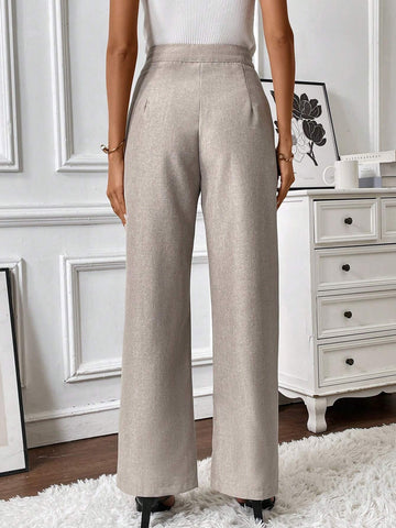 Privé Brown Hook-Button Women's Casual Everyday Trousers