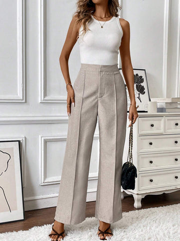 Privé Brown Hook-Button Women's Casual Everyday Trousers