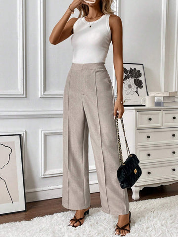 Privé Brown Hook-Button Women's Casual Everyday Trousers