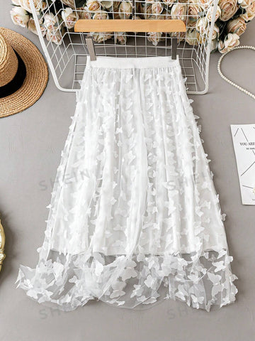Privé Butterfly Appliques Mesh Overlay Skirt