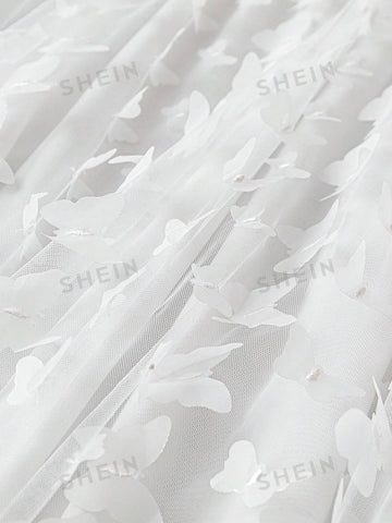 Privé Butterfly Appliques Mesh Overlay Skirt