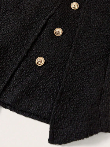 Privé Button Front Asymmetrical Hem Skort