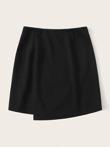 Privé Button Side Zipper Wrap Skirt