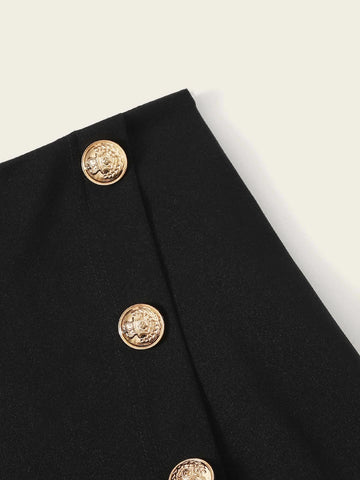 Privé Button Side Zipper Wrap Skirt