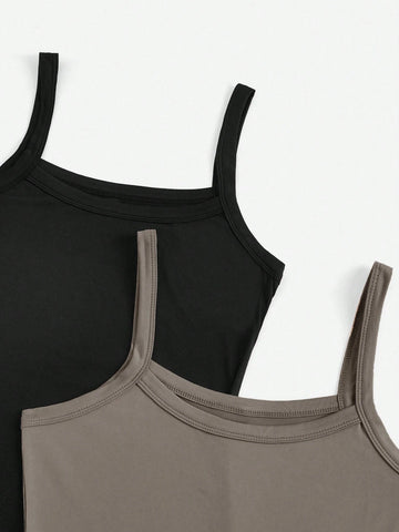 Buy 1 Get 1 Free 2pcs/Set Women Solid Color Casual Bodycon Spaghetti Strap Off Shoulder Sundress