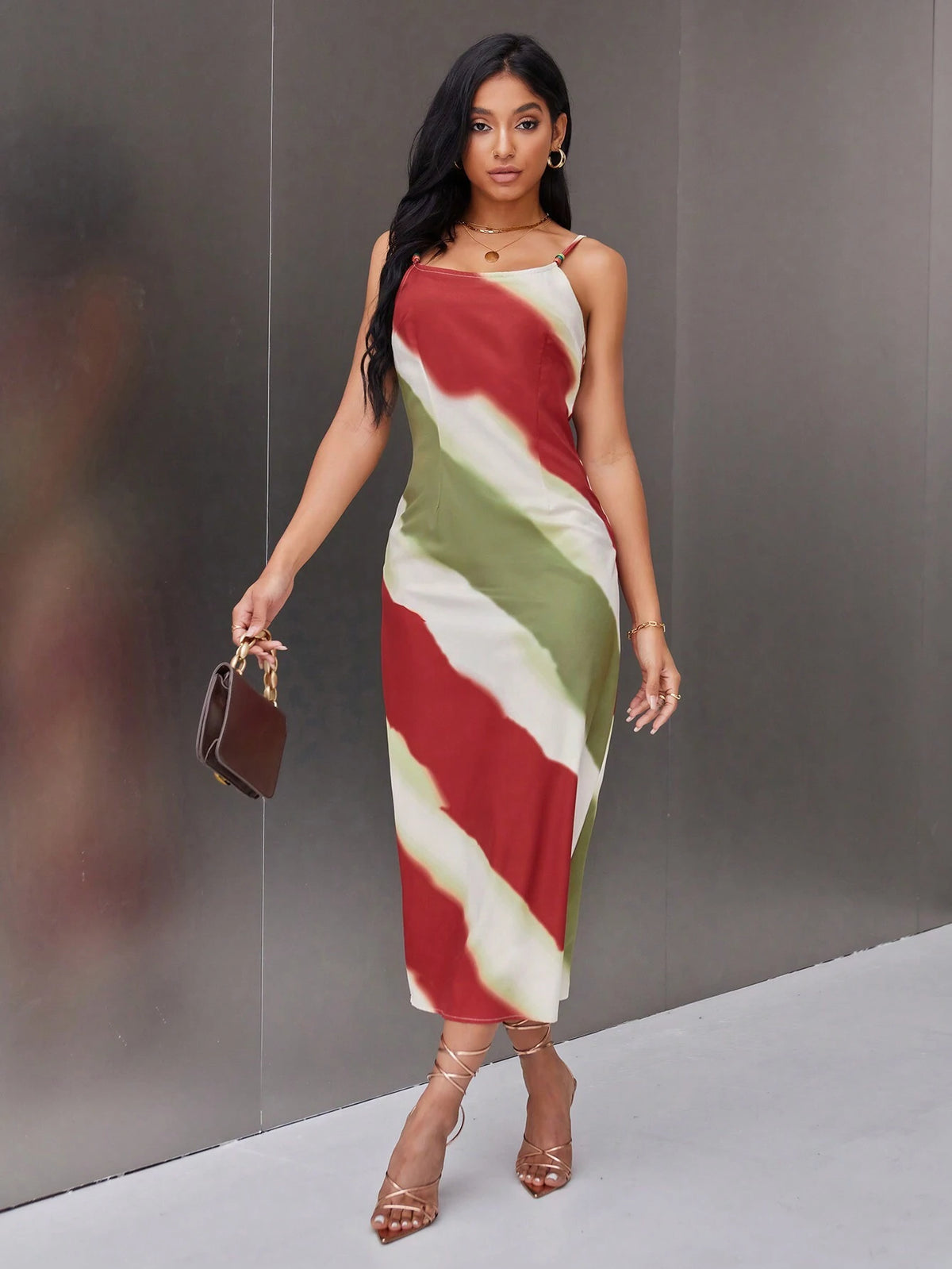 Cami Color Block Wooden Bead Decorated Dress