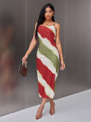 Cami Color Block Wooden Bead Decorated Dress