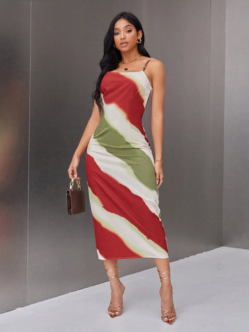 Cami Color Block Wooden Bead Decorated Dress