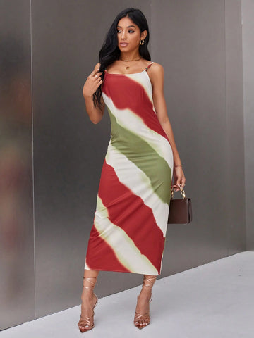 Cami Color Block Wooden Bead Decorated Dress