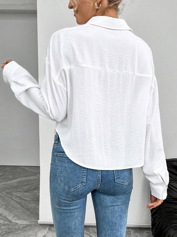 Privé Casual Versatile Fashion Long Sleeve Single Placket Turndown Collar Button Up Women Shirt,