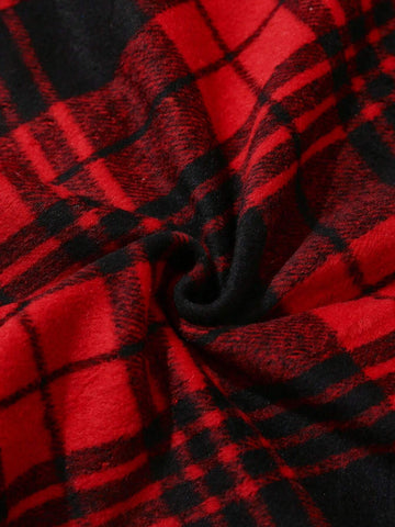 Privé Christmas Red Plaid Vintage A-Line Mini Skirt For Women, Autumn & Winter